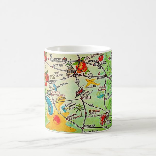 Riverside, Colourful Hand-Drawn California Mug (Center)