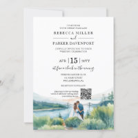 Riverside modern Wedding QR Code