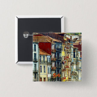 Riverside panorama of Porto city in Portugal 15 Cm Square Badge