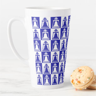Riverside Raincross Chequered Blue Design Latte Mug