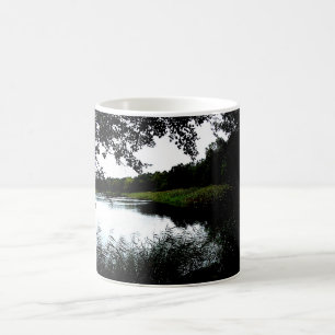 Riverside with trees and reed photo coffee mug