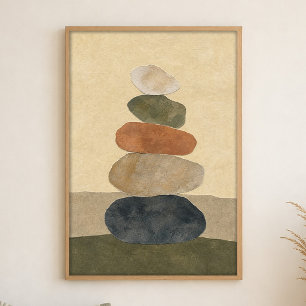 Riverstone Stack Gouache Boho Art Poster