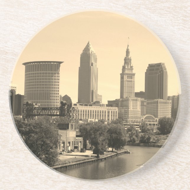 Riverview Cleveland (Sepia) Coaster (Front)