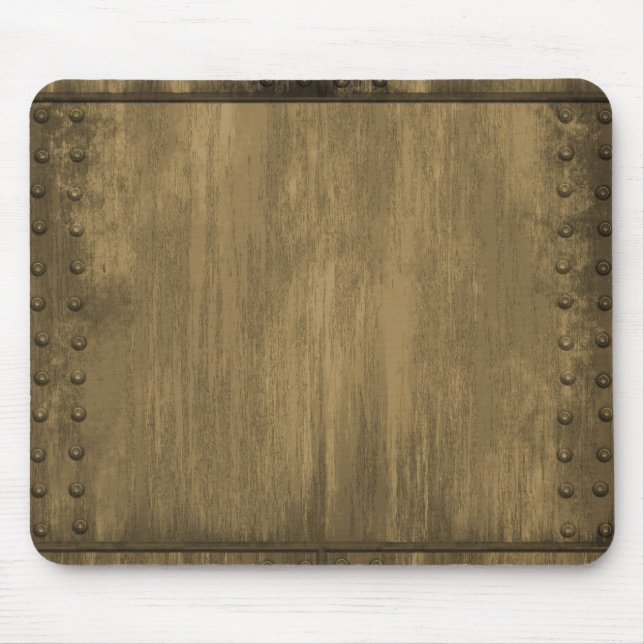 rivetted grungy gold metal plate mouse pad (Front)