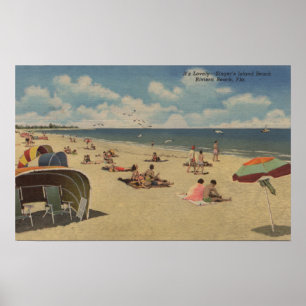 Riviera Beach, Florida - Sunbathers on Beach Poster