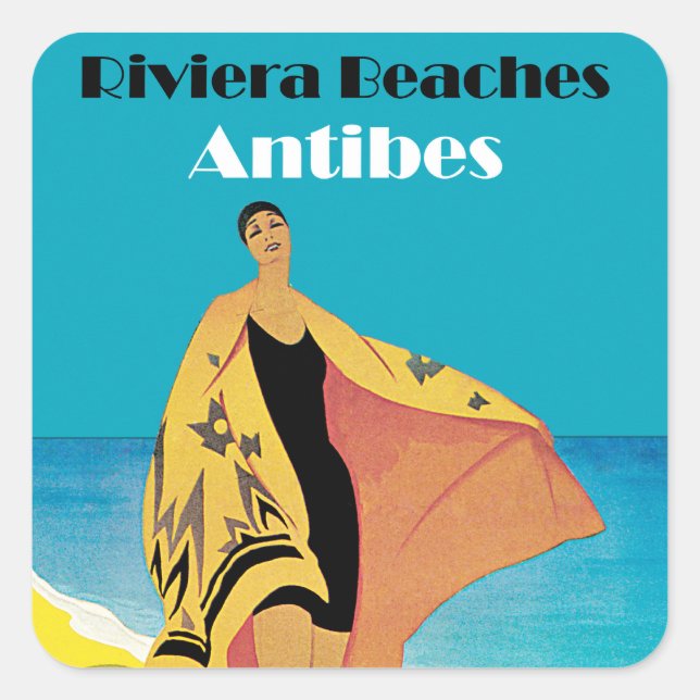 Riviera Beaches ~ Antibes Square Sticker (Front)
