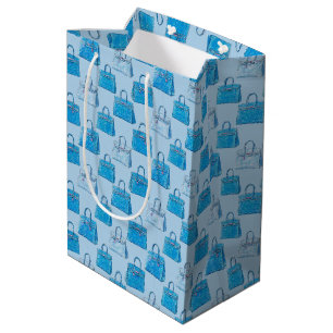Riviera Blue Croc Texture Handbag Fashion Pattern Medium Gift Bag
