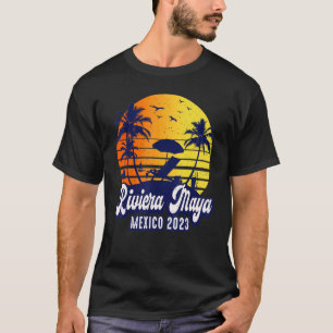 Riviera Maya 2023 Mexico Sunset Beach Retro T-Shirt