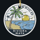 Riviera Maya Mexico Vintage Ceramic Tree Decoration<br><div class="desc">Riviera Maya vector art design. The Riviera Maya is a stretch of Caribbean coastline on Mexico’s northeastern Yucatán Peninsula.</div>