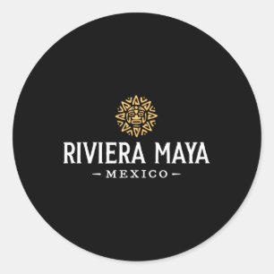 Riviera Maya Mexico Vintage Sun Beach Vacation Sou Classic Round Sticker