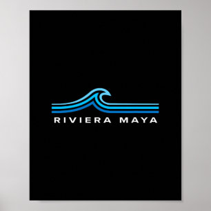 Riviera Maya Mexico Waves Vintage Mens Women Boys  Poster