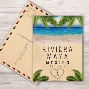 Riviera Maya Palm Leaves Retro 80s Mexican Playa Postcard