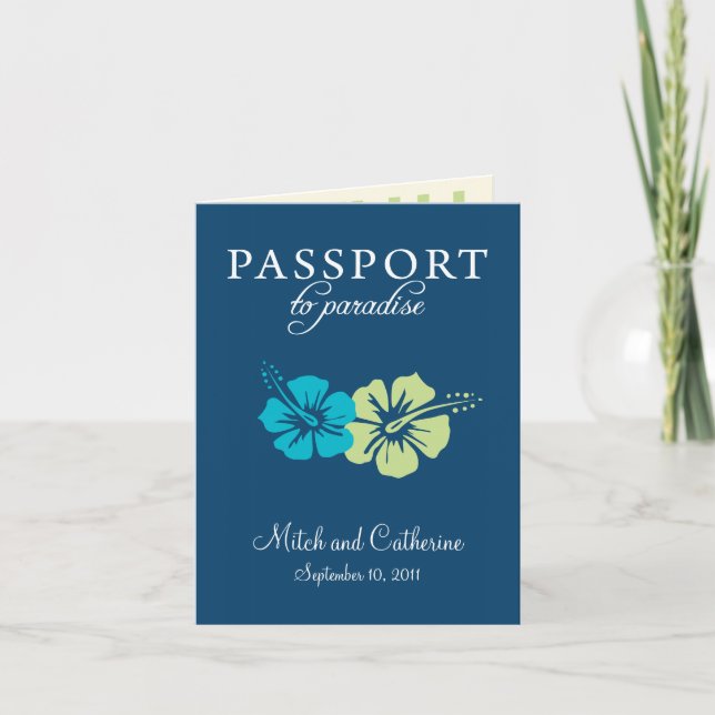 Riviera Maya Passport Wedding Invitation (Front)