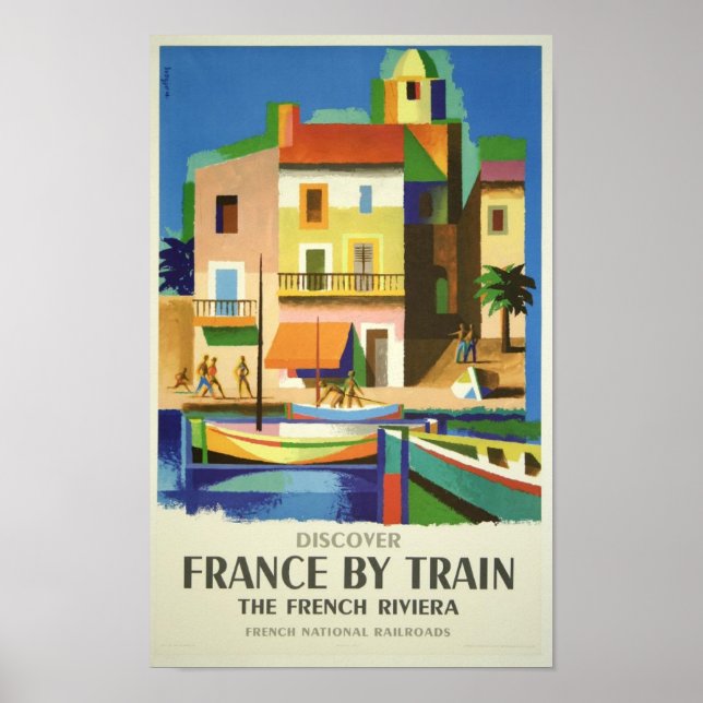 Riviera - Vintage Discover France by Train Poster (Front)
