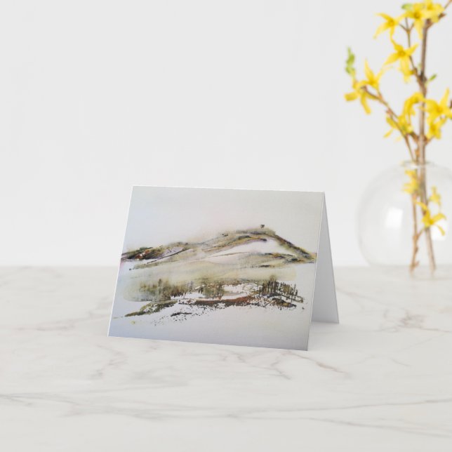 Rivington pike Horwich Watercolour Christmas card (Yellow Flower)