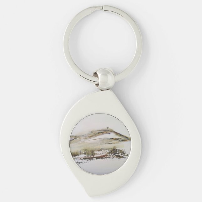 Rivington pike Horwich Watercolour      Key Ring (Front)