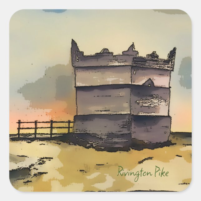Rivington Pike Lookout Tower Square Sticker (Front)