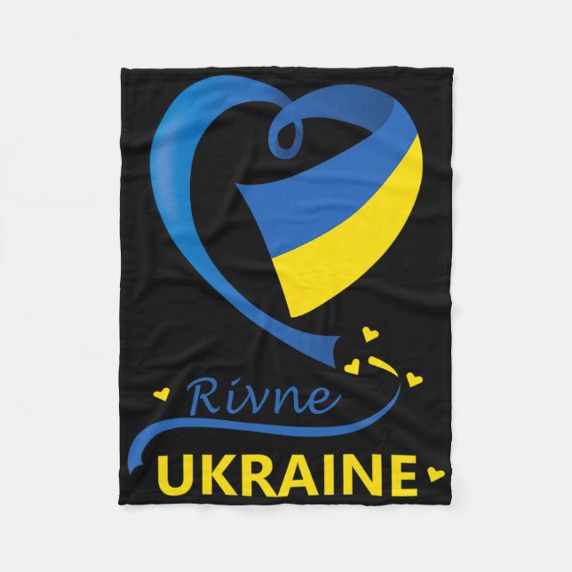 Rivne Ukraine National Flag Heart Emblem Crest  Fleece Blanket (Front)
