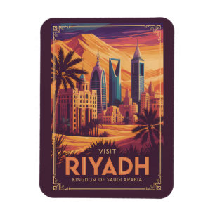 Riyadh Saudi Arabia Desert Illustration Travel Art Magnet