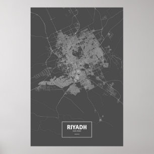 Riyadh, Saudi Arabia (white on black) Poster