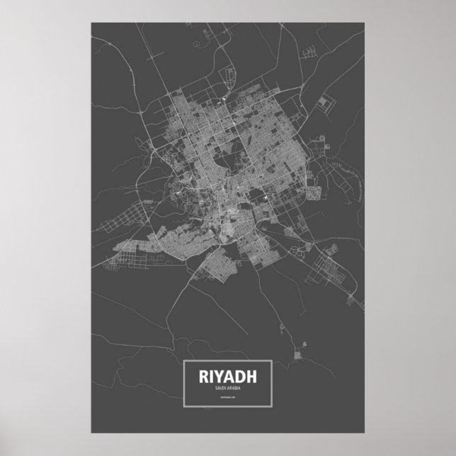 Riyadh, Saudi Arabia (white on black) Poster (Front)