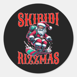 Rizz Christmas Funny Snowboard Santa Xmas Skibidi Classic Round Sticker