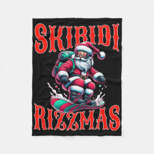 Rizz Christmas Funny Snowboard Santa Xmas Skibidi Fleece Blanket