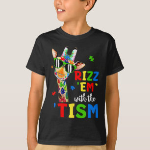 Rizz Em With The Tism Autism Giraffe Funny Autism T-Shirt