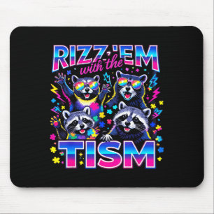 Rizz em with the tism autistic racoon meme autism mouse pad