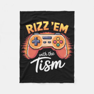 Rizz Em With The Tism Kids Video Game Autism Boy  Fleece Blanket