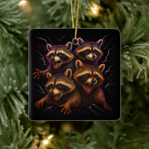 Rizz Em With The Tism Meme Autism Funny Racoon Ceramic Ornament