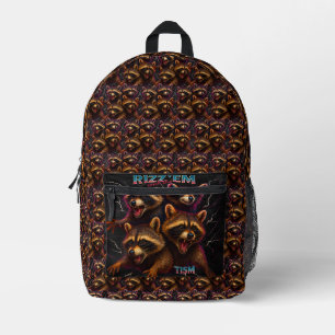 Rizz Em With The Tism Meme Autism Funny Racoon Printed Backpack