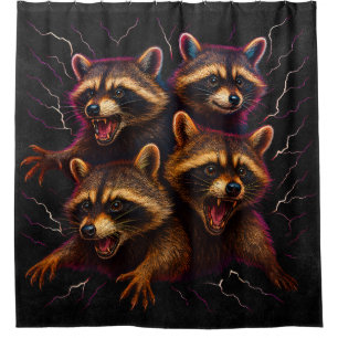 Rizz Em With The Tism Meme Autism Funny Racoon Shower Curtain