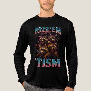 Rizz Em With The Tism Meme Autism Funny Racoon Tri-Blend Shirt