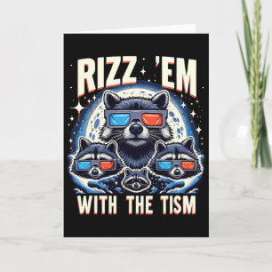 Rizz Em With The Tism Retro Vintage Racoon Meme A Card