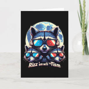 Rizz Em With The Tism Retro Vintage Racoon Meme A Card