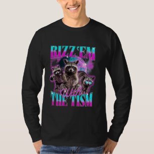 Rizz Em With The Tism Retro Vintage Racoon Meme T-Shirt