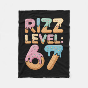 Rizz Level 67 Meme Shirt Ice Cream Drip Meme Six S Fleece Blanket