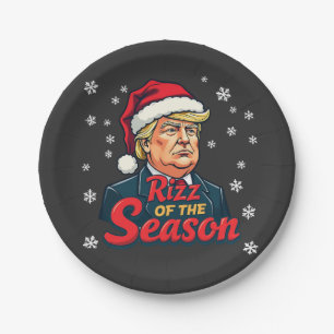 Rizz of The Season Funny Trump Christmas Santa  Paper Plate