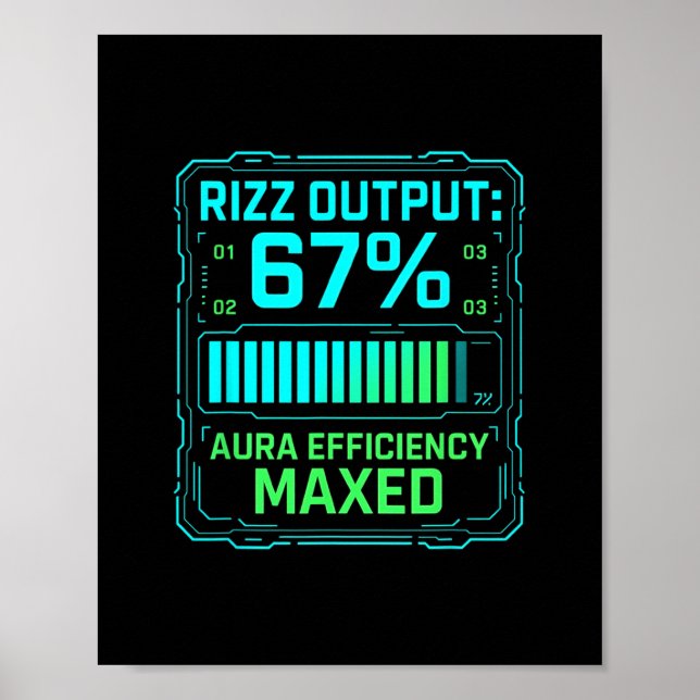 Rizz Output 67% Aura Efficiency Maxed Tech Gamer S Poster (Front)