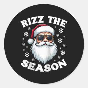 Rizz The Season Funny Christmas Charming Santa Sil Classic Round Sticker