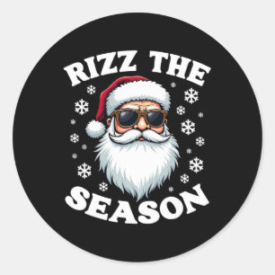 Rizz The Season Funny Christmas Charming Santa Sil Classic Round Sticker