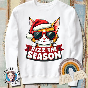 Rizz The Season Funny Christmas Rizzmas Cat Santa  Sweatshirt