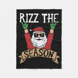 Rizz The Season Funny Christmas Santa Rock Xmas Ro Fleece Blanket