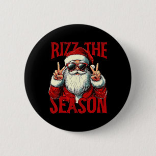 Rizz The Season Funny Cool Bruh Santa Claus Merry  6 Cm Round Badge