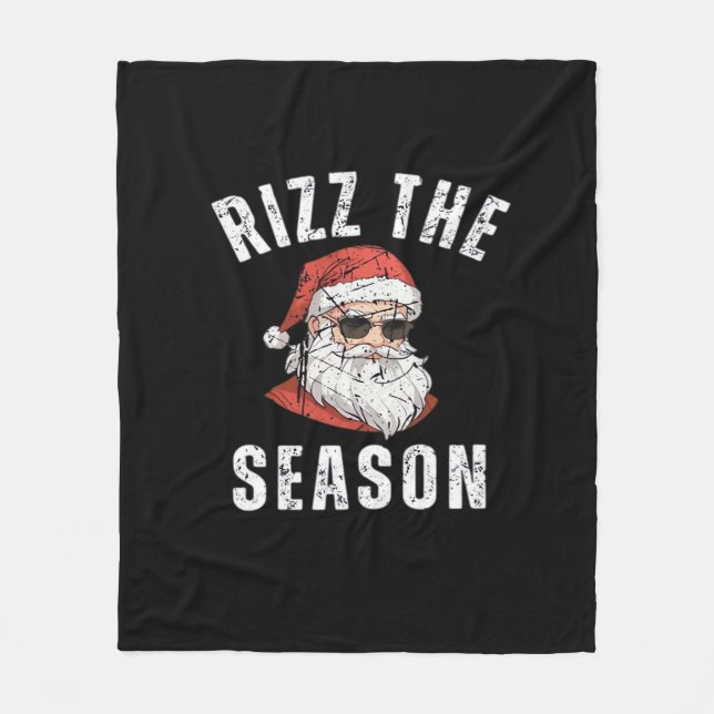 Rizz The Season Funny Santa Merry Rizzmas Rizzler  Fleece Blanket (Front)