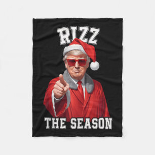 Rizz The Season Funny Trump Christmas Santa Claus  Fleece Blanket