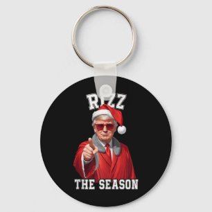 Rizz The Season Funny Trump Christmas Santa Claus Key Ring