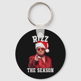 Rizz The Season Funny Trump Christmas Santa Pajama Key Ring