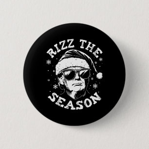 Rizz The Season Funny Trump Merry Christmas Santa  6 Cm Round Badge